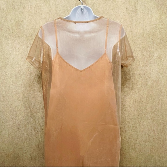 Shimmery Overlay Cocktail Mini Dress with Removable Slip, L Juniors - Picture 3 of 3